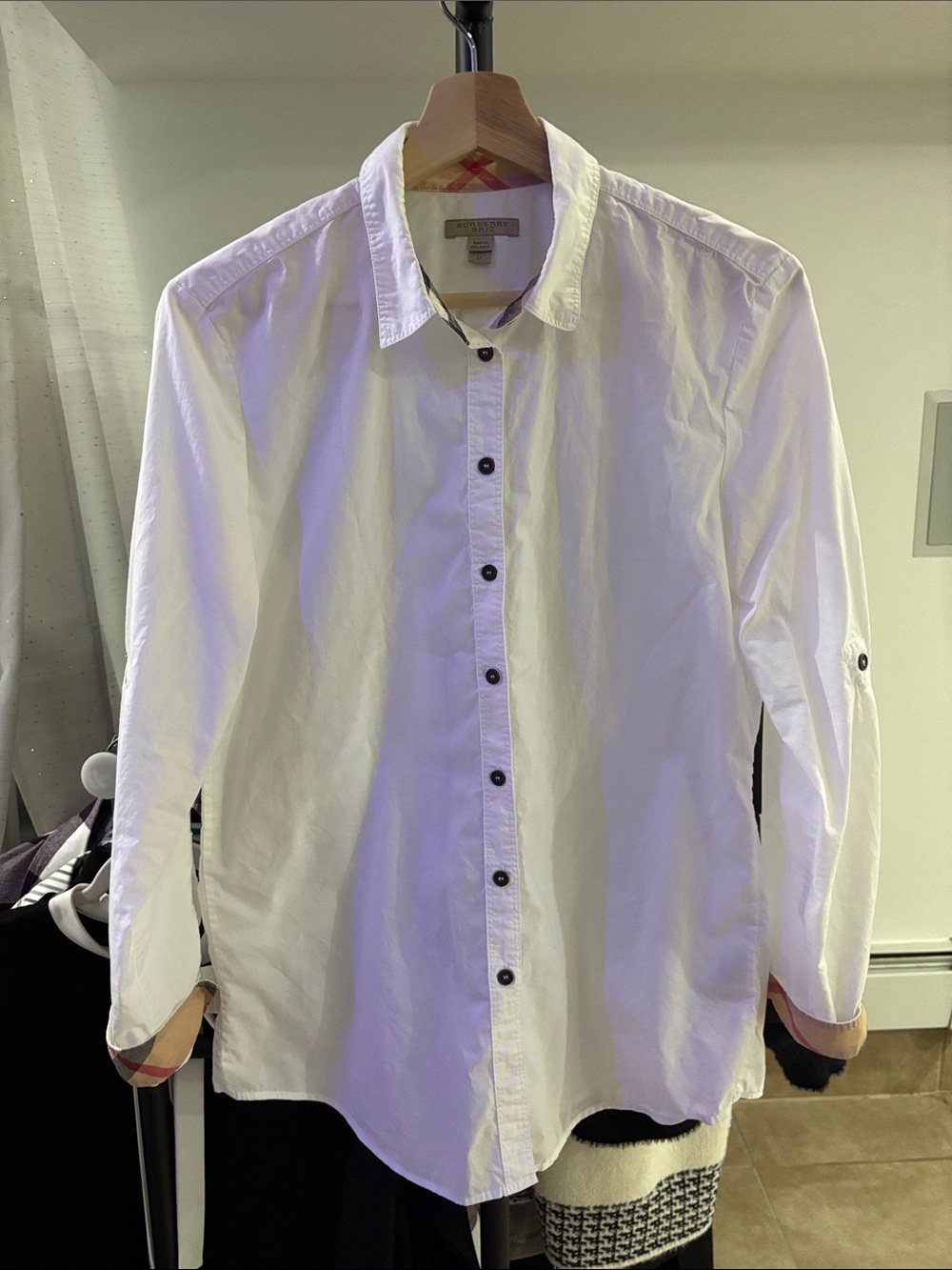 Burberry Button-Down Shirt with Contrast Trim. never worn..100% authentic